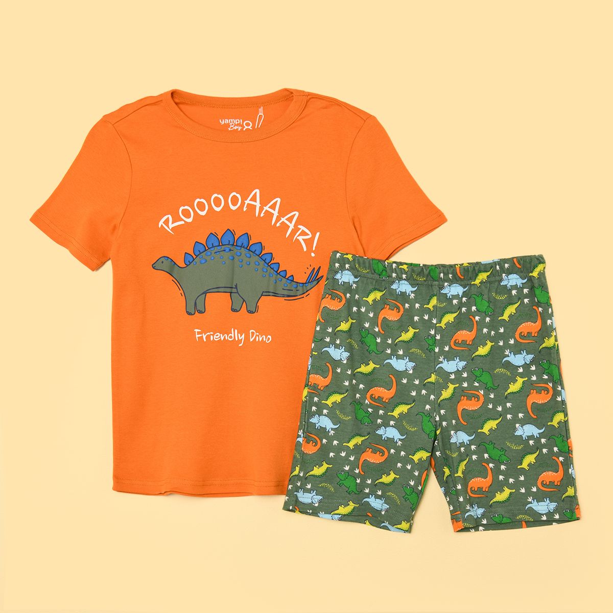 YAMP - Pijama para Niño 2 piezas Cintura elásticada Manga corta de Algodón Yamp