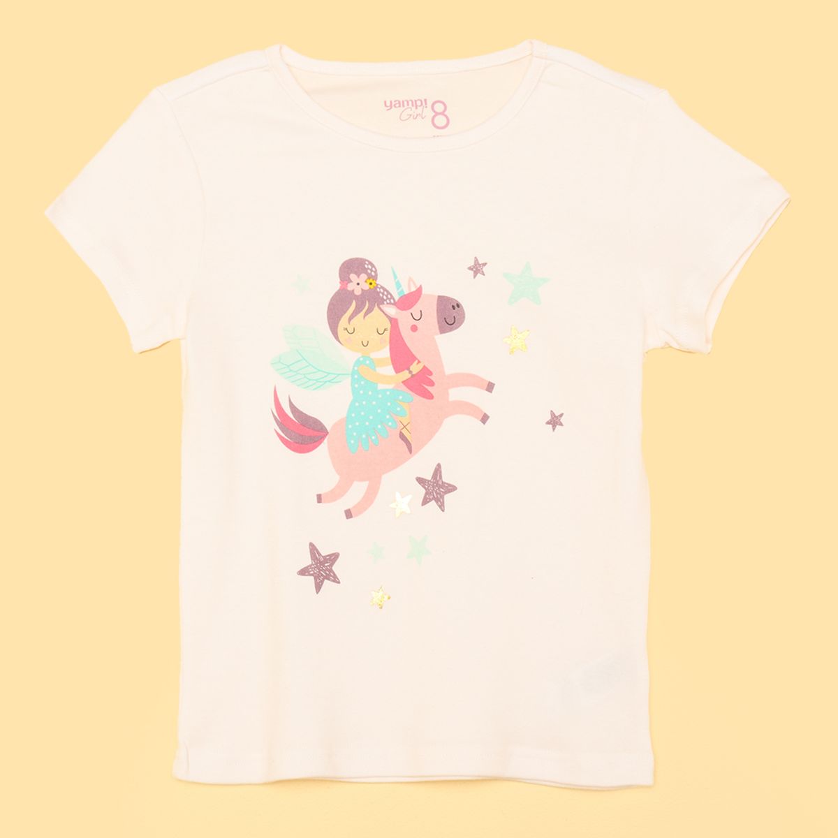 YAMP - Pijama para Niña 2 piezas Cintura elásticada Manga corta de Algodón Yamp