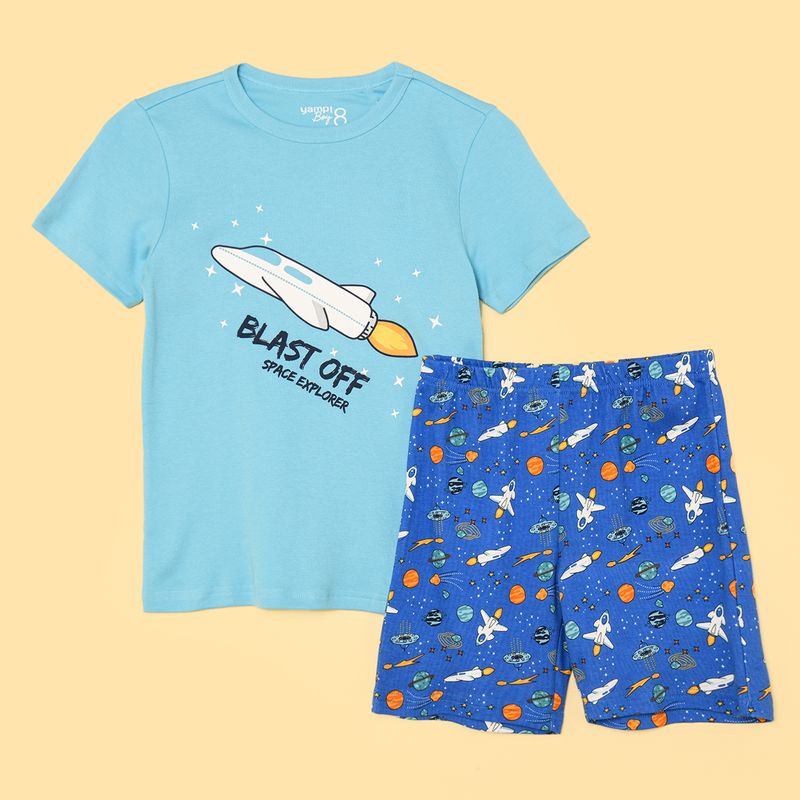 YAMP - Pijama para Niño 2 piezas Cintura elásticada Manga corta de Algodón Yamp