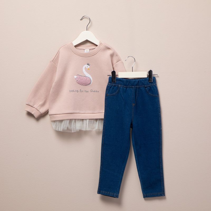 YAMP - Set Saco manga larga + pantalón para Bebé niña en de Algodón Yamp
