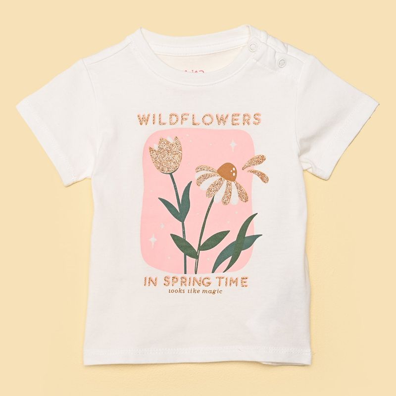YAMP - Camiseta Bebé niña con Estampado Manga corta Algodón Yamp