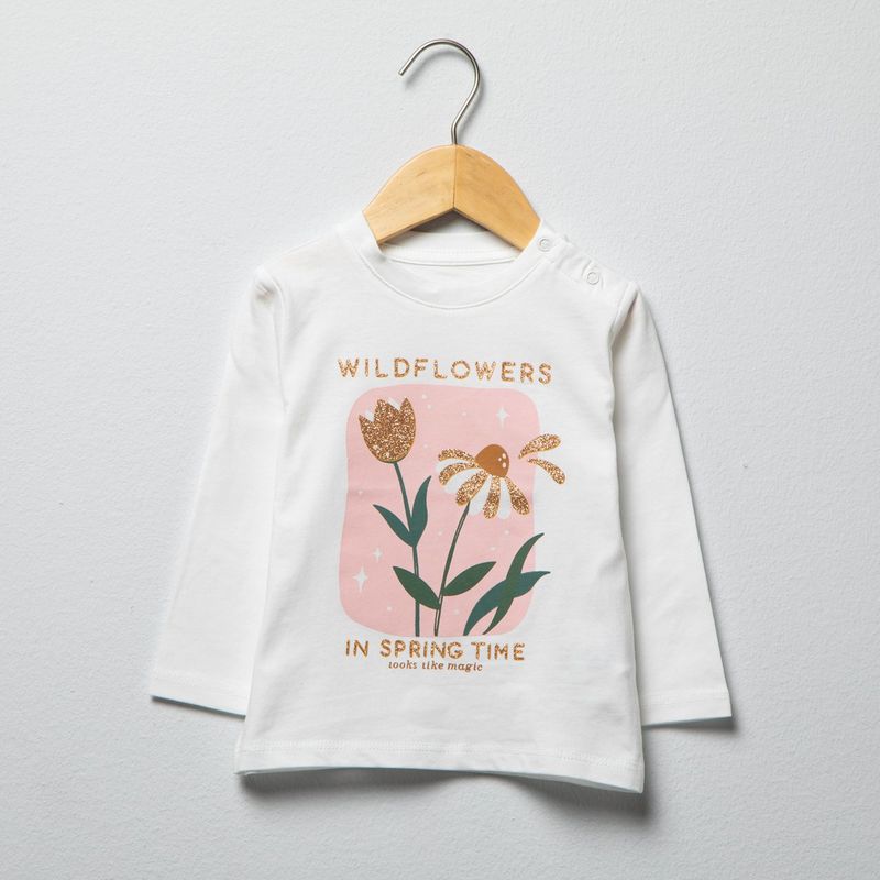 YAMP - Camiseta manga larga Bebé niña con Estampado Algodón Yamp