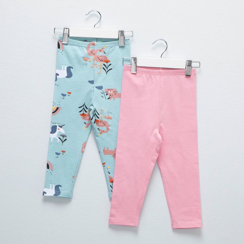 YAMP - Legging para Bebé niña Pack de 2 unidades Cintura elásticada de Algodón Yamp
