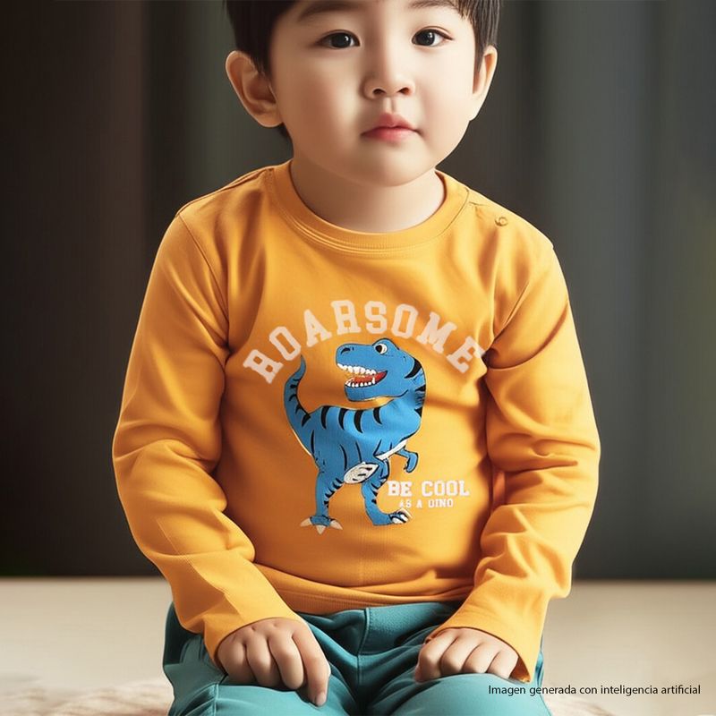 YAMP - Camiseta Niño con Estampado Manga larga de Algodón Yamp