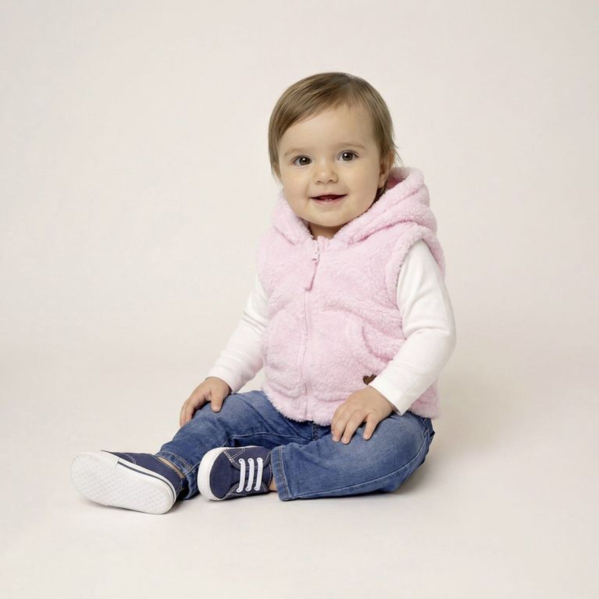 YAMP - Chaleco Bebé niña Efecto pelo Con capucha Yamp