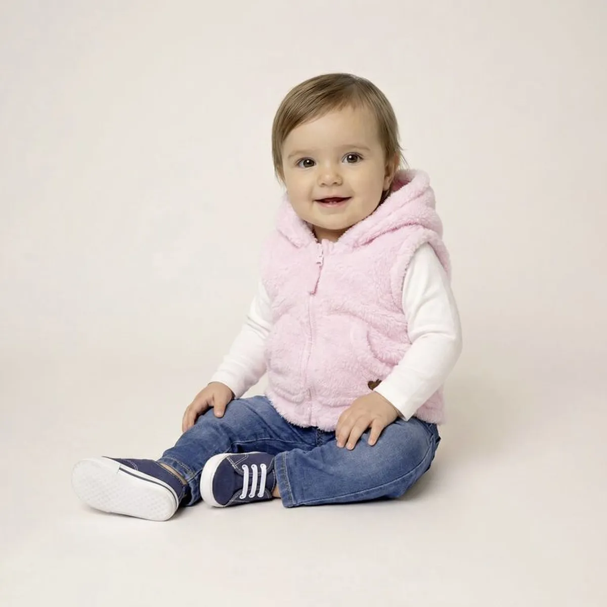 YAMP - Chaleco Bebé niña Efecto pelo Con capucha Yamp