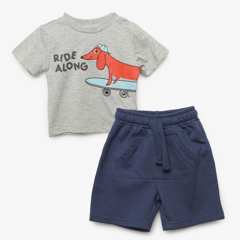 YAMP - Set Camiseta manga corta + Pantaloneta para Bebé niño en de Algodón Yamp