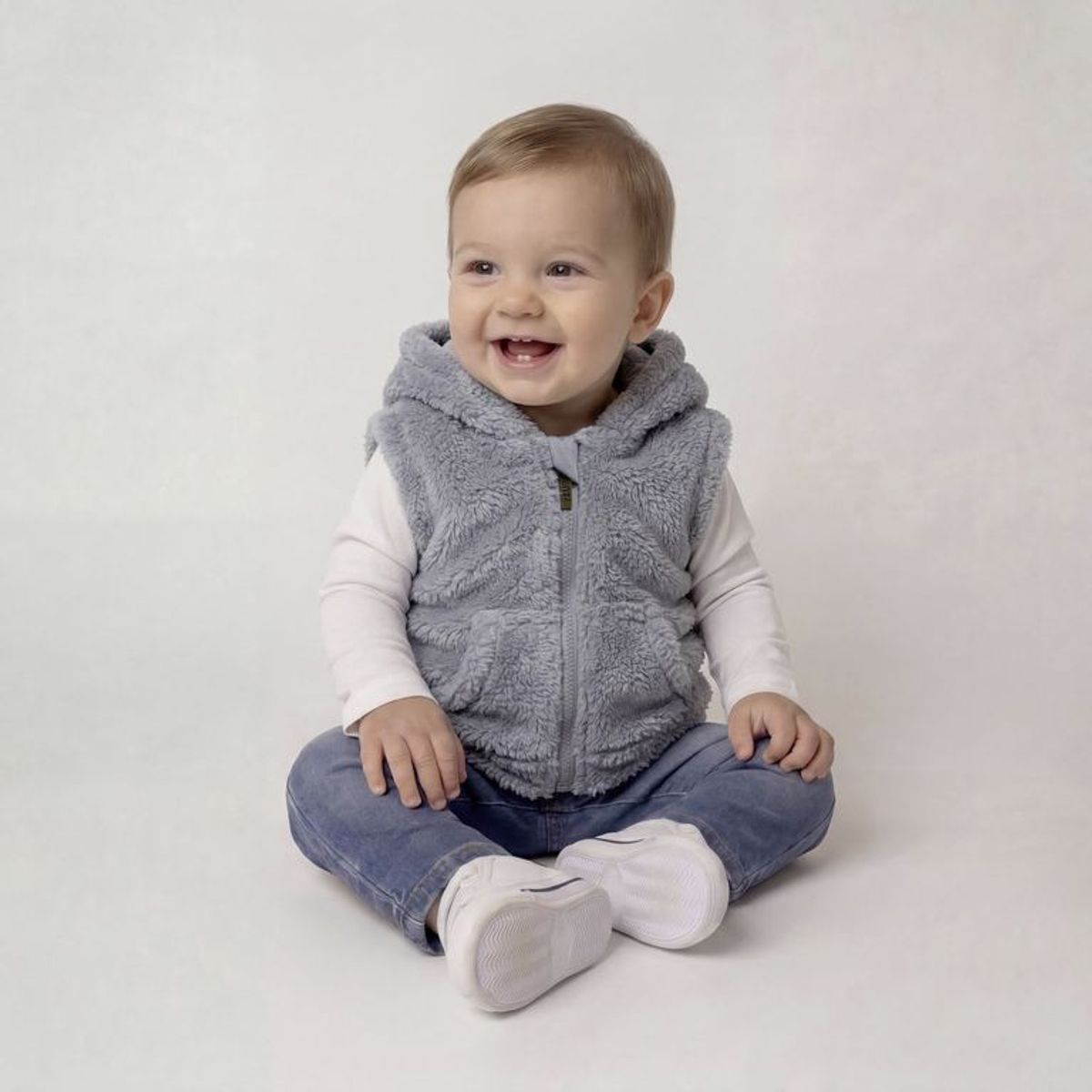 YAMP - Chaleco Bebé niño Efecto pelo Con capucha Yamp