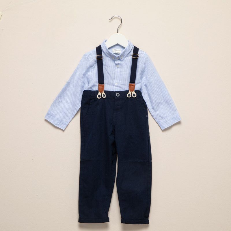CONIGLIO - Set Camisa manga larga + Pantalón + Tirantas para Bebé niño en Algodón Coniglio