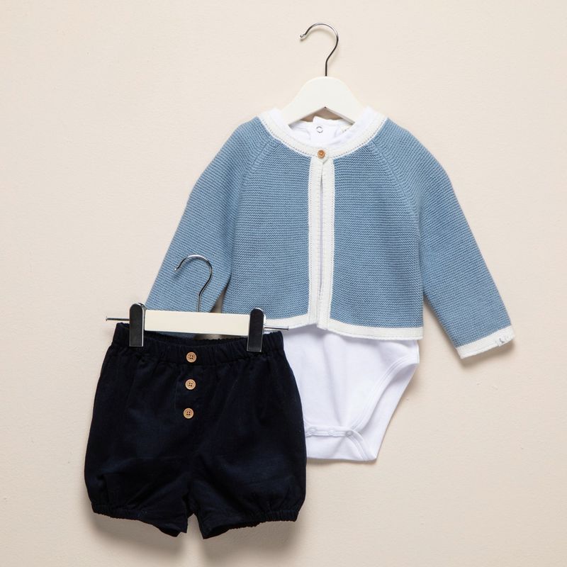 CONIGLIO - Set Saco + Bermuda + Body manga larga para Bebé niño en Algodón Coniglio