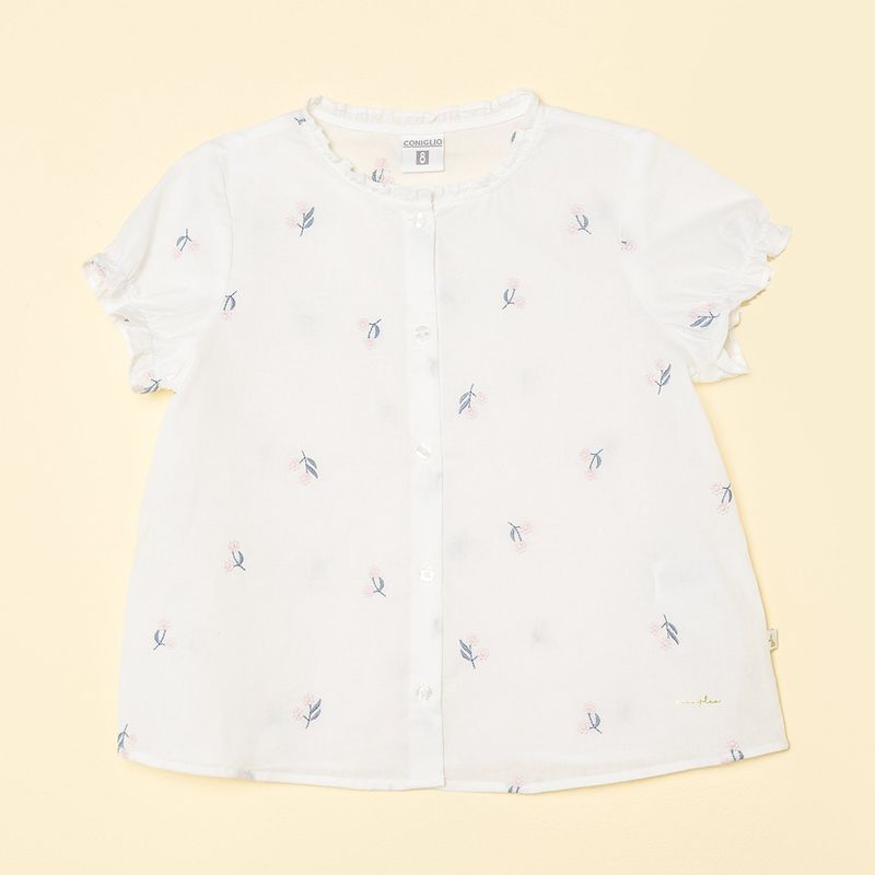CONIGLIO - Blusa Niña con Flores Manga corta Algodón Coniglio