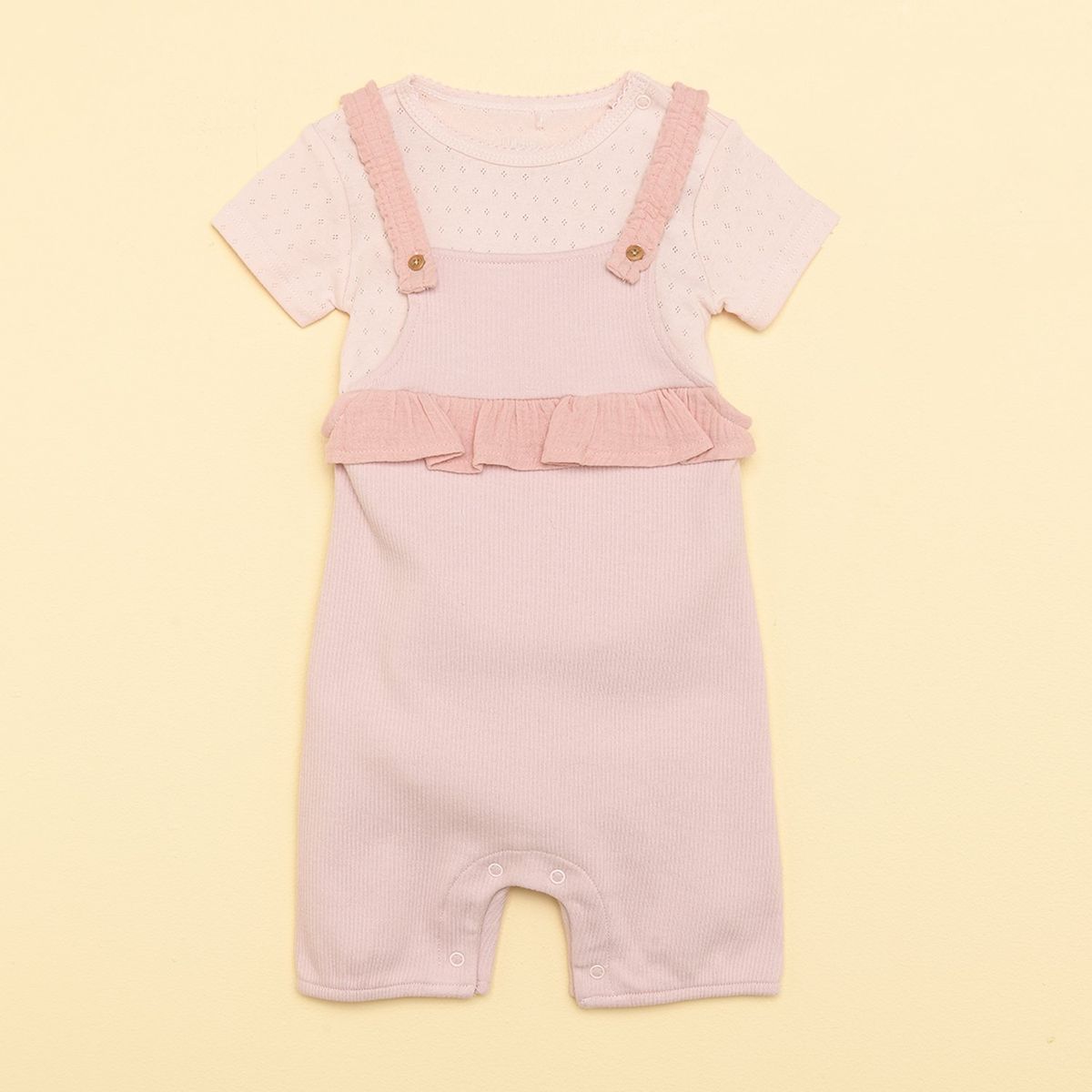 YAMP - Set Jardinera + Body manga corta para Bebé niña en Lyocell Yamp