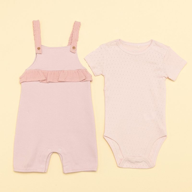 YAMP - Set Jardinera + Body manga corta para Bebé niña en Lyocell Yamp