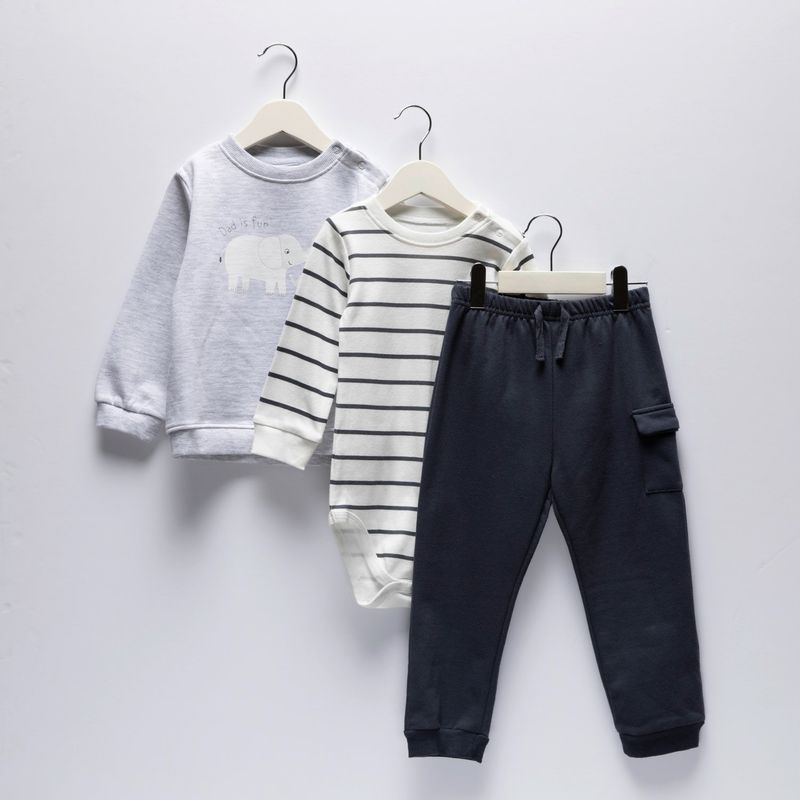 YAMP - Set Saco + Body manga larga + Jogger para Bebé niño en Algodón Yamp