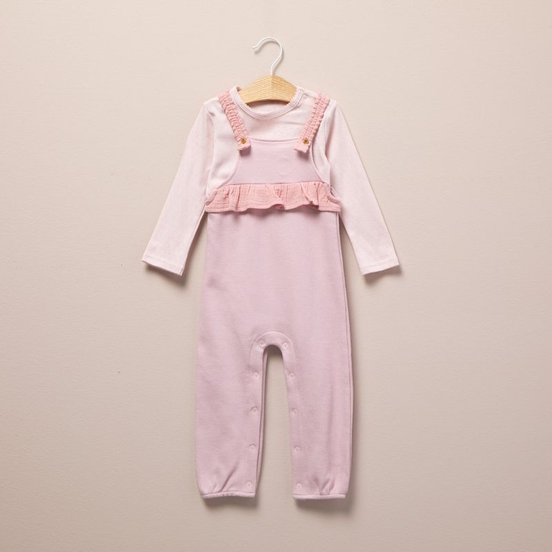 YAMP - Set Jardinera + Body manga larga para Bebé niña en Algodón Yamp