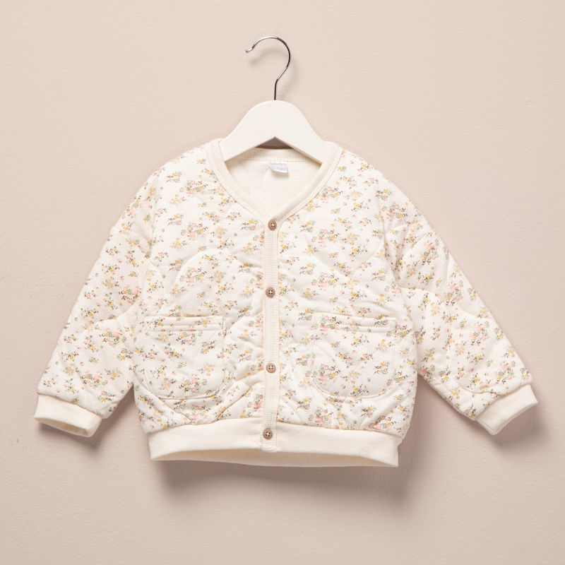 YAMP - Chaqueta Bebé niña con Flores Manga larga de Algodón Yamp