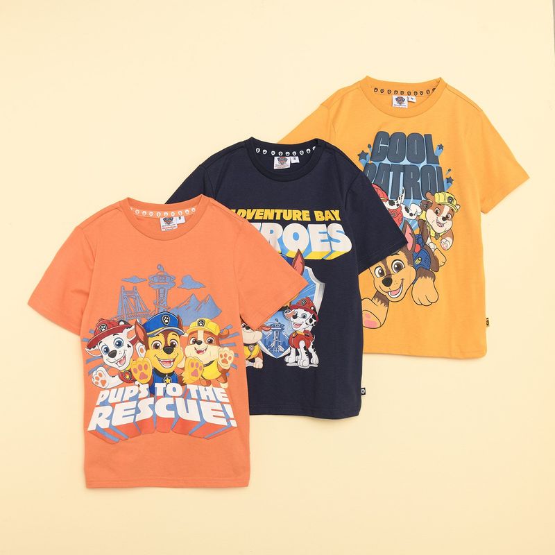 PAW PATROL - Camiseta Niño Pack de 3 unidades con Estampado Manga corta Algodón Paw Patrol