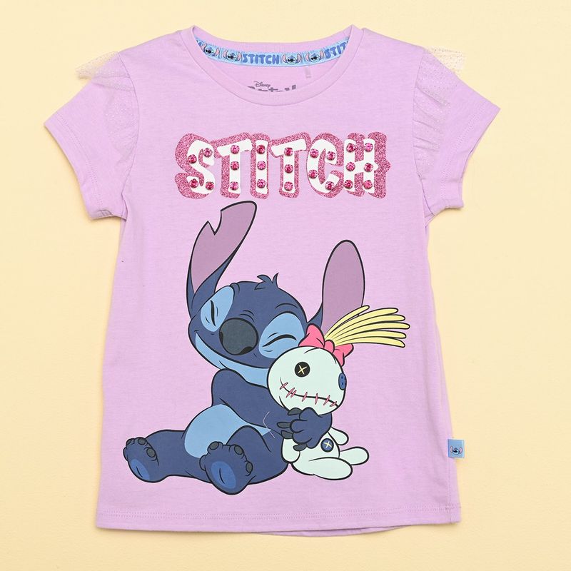 LILO & STITCH - Camiseta para Niña Manga corta Lilo & Stitch de Algodón 