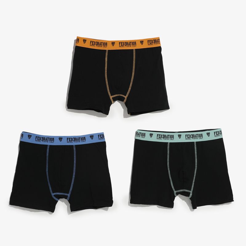 FEDERATION - Boxers para Niño Pack de 3 unidades Cintura elásticada de Algodón Federation