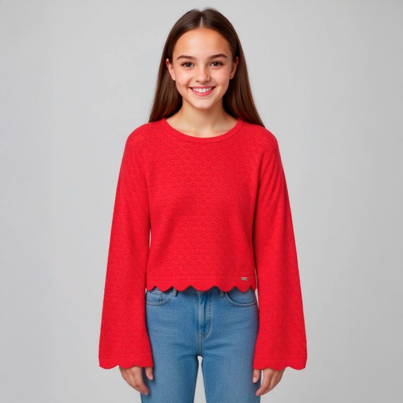 ELV - Saco para Niña con Ojalillo de Algodón ELV