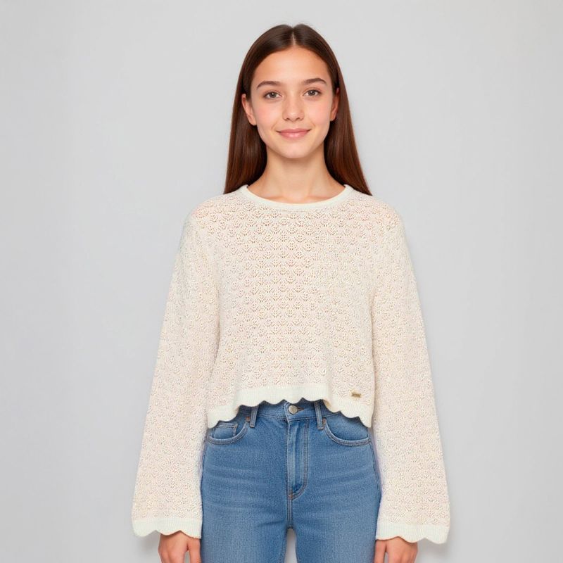 ELV - Saco para Niña con Ojalillo de Algodón ELV