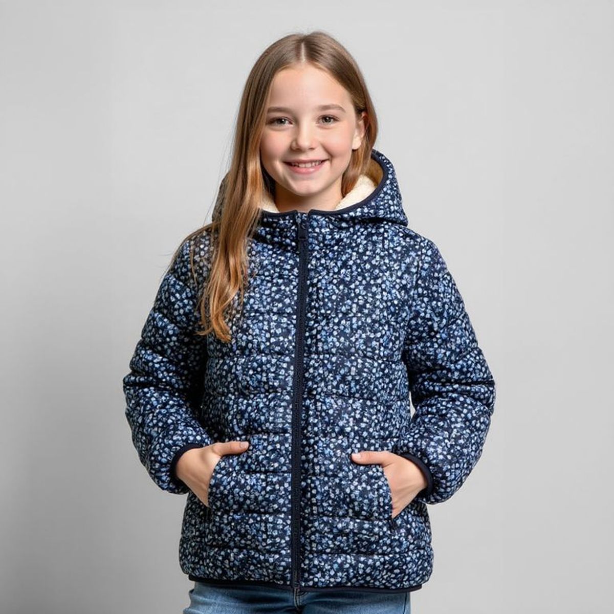ELV - Chaqueta para Niña Acolchado Con capucha ELV