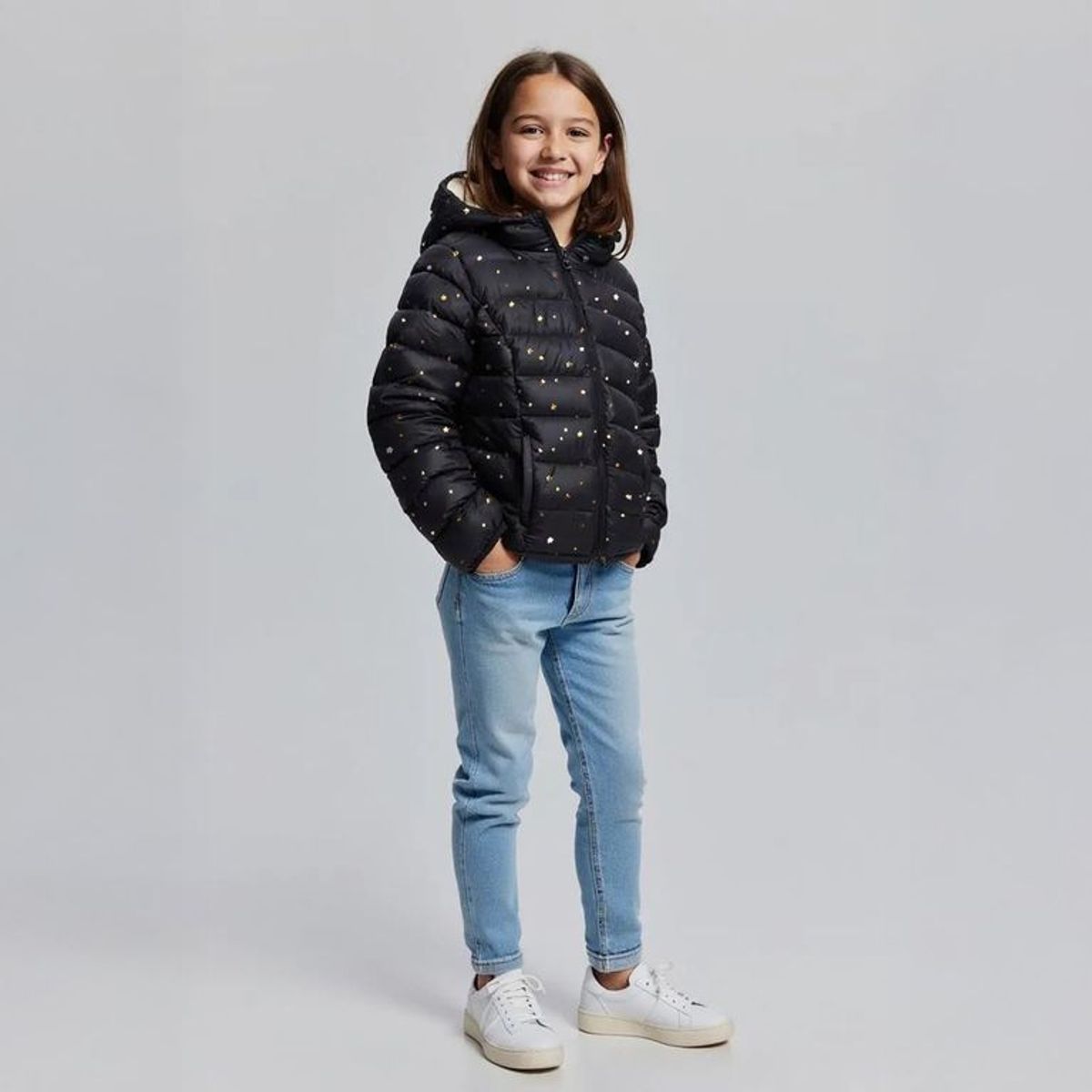 ELV - Chaqueta para Niña Acolchado Con capucha ELV