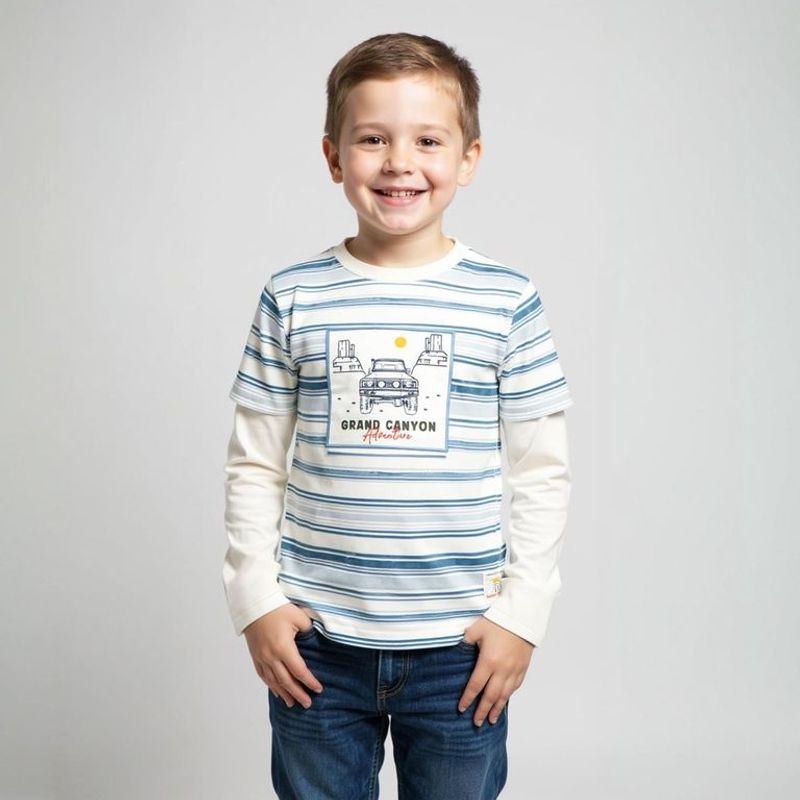 YAMP - Camiseta Niño Rayas Manga larga Algodón Yamp