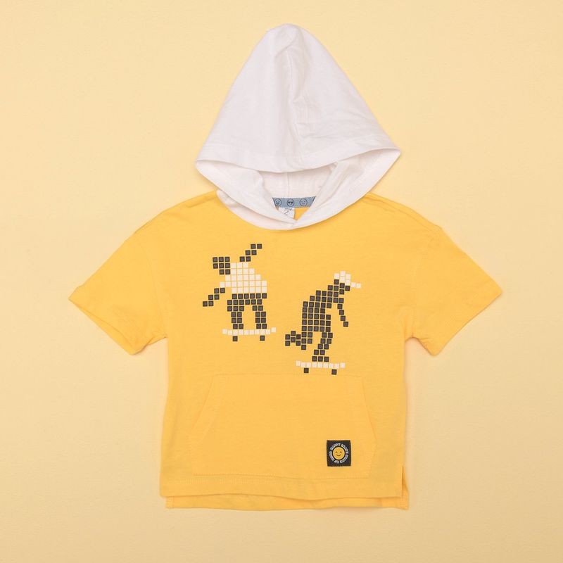 YAMP - Camiseta Niño con Estampado con capucha Manga corta Algodón Yamp