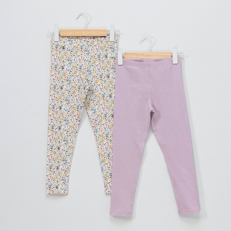 YAMP - Legging Niña Pack de 2 unidades Recto Tiro medio de Algodón Yamp
