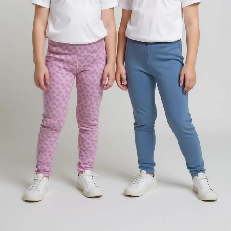 YAMP - Legging Niña Pack de 2 unidades Recto Tiro medio de Algodón Yamp
