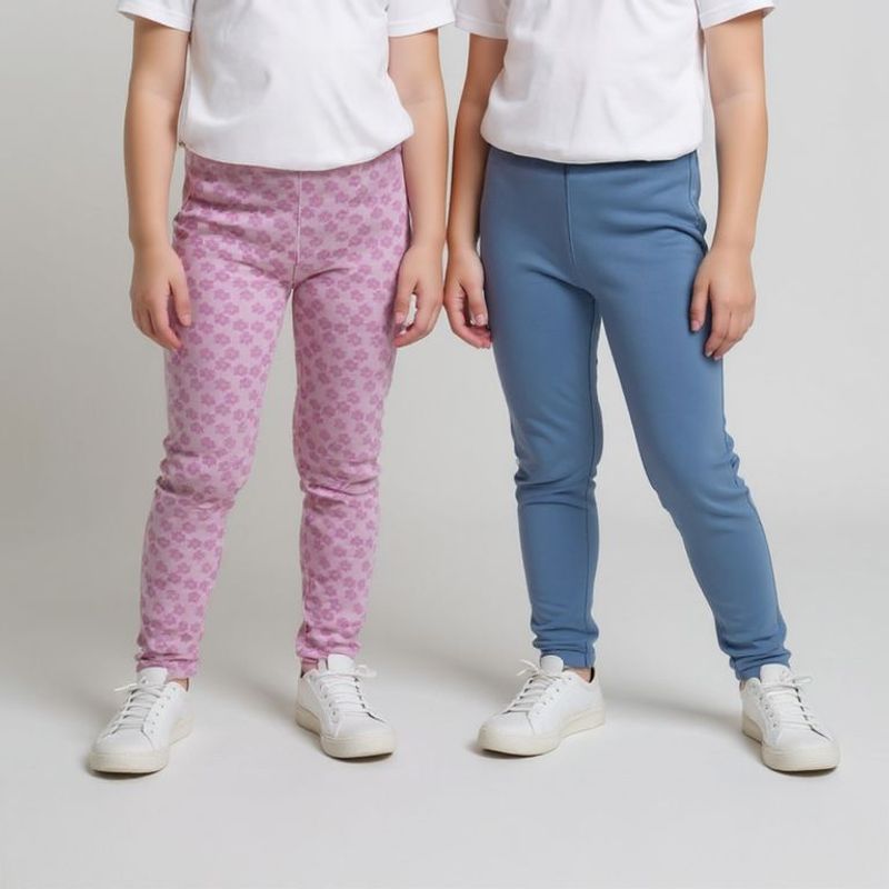 YAMP - Legging Niña Pack de 2 unidades Recto Tiro medio de Algodón Yamp