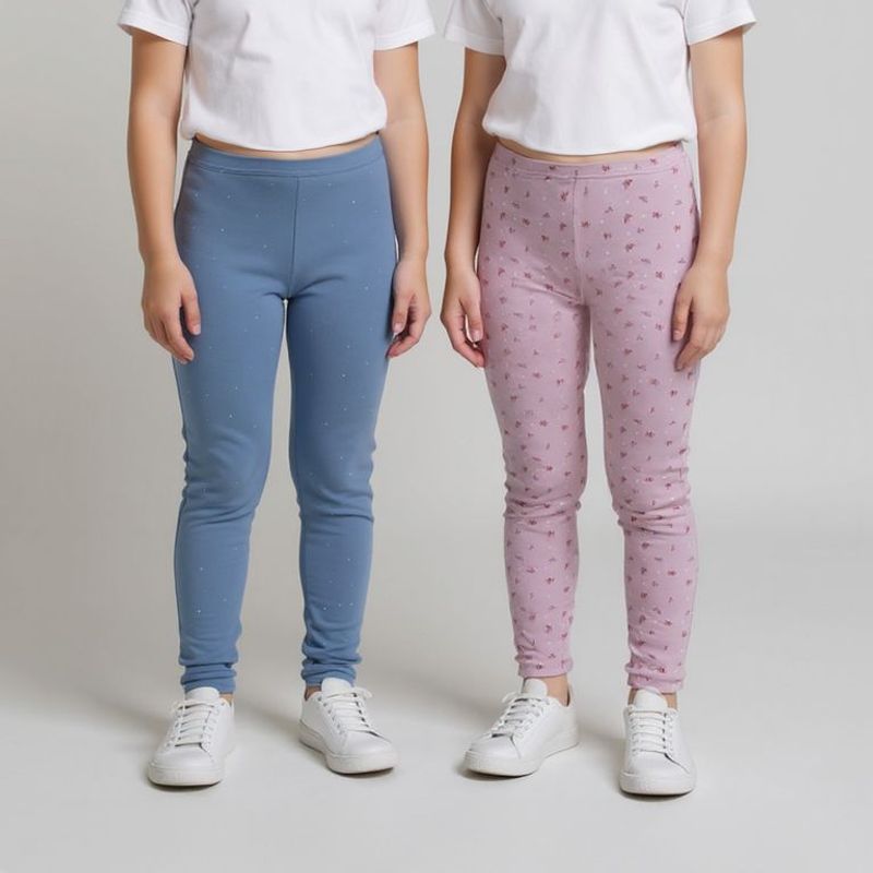 YAMP - Legging Niña Pack de 2 unidades Recto Tiro medio de Algodón Yamp
