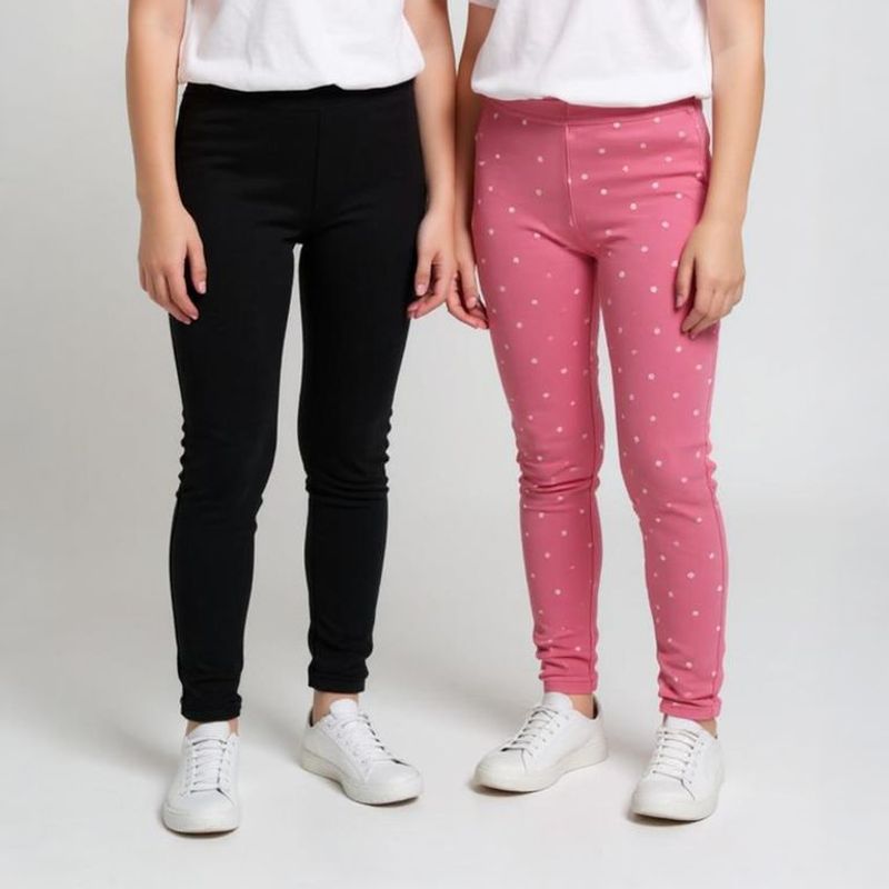 YAMP - Legging Niña Pack de 2 unidades Recto Tiro medio de Algodón Yamp