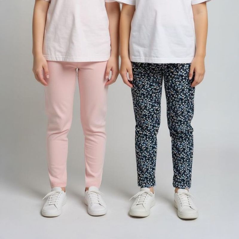YAMP - Legging Niña Pack de 2 unidades Recto Tiro medio de Algodón Yamp