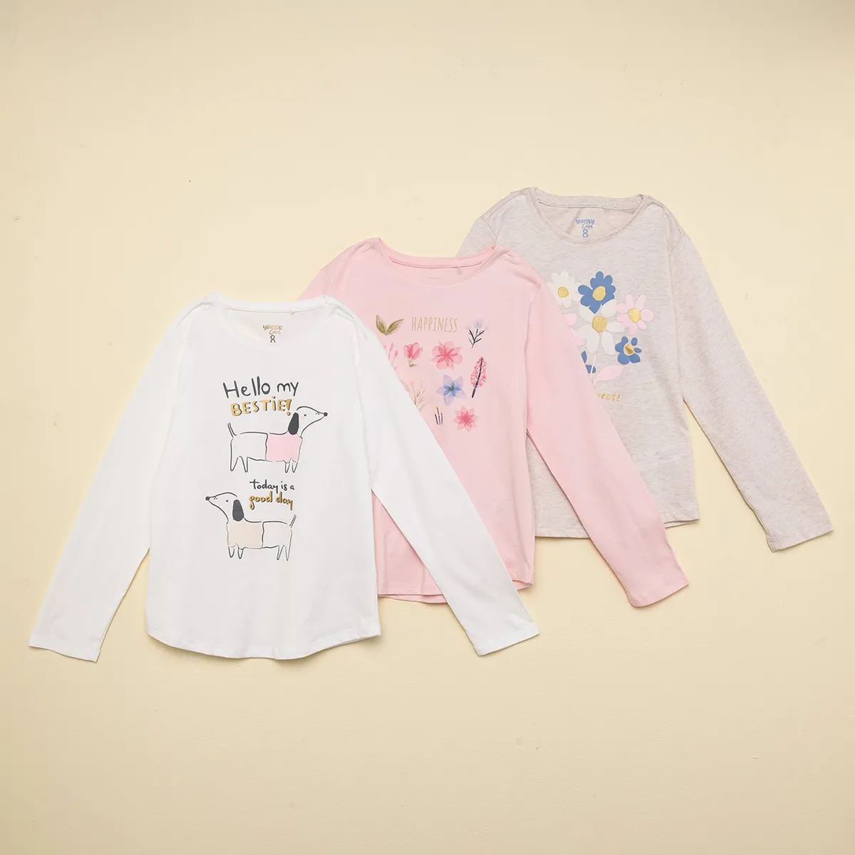 YAMP - Blusa Niña Pack de 3 unidades con Estampado Manga larga de Algodón Yamp