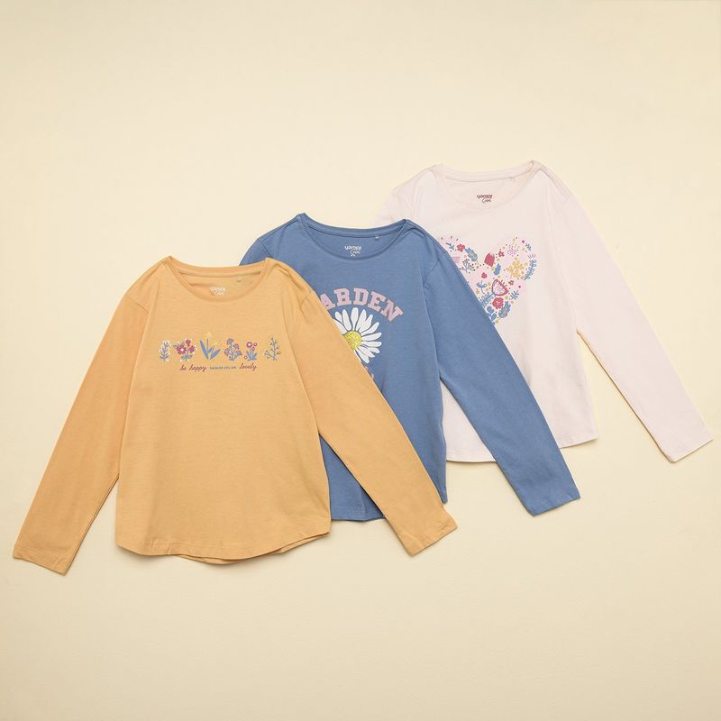 YAMP - Blusa Niña Pack de 3 unidades con Estampado Manga larga de Algodón Yamp