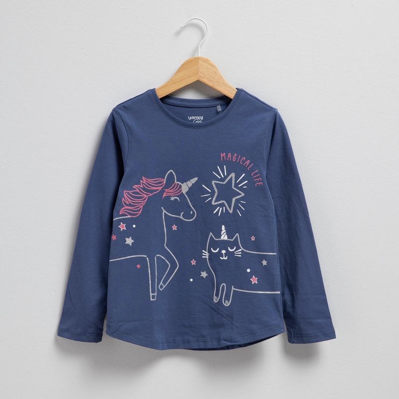YAMP - Camiseta manga larga Niña con Estampado Algodón Yamp
