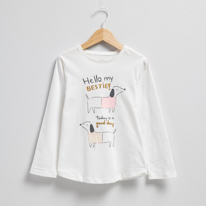 YAMP - Camiseta manga larga Niña con Estampado Algodón Yamp