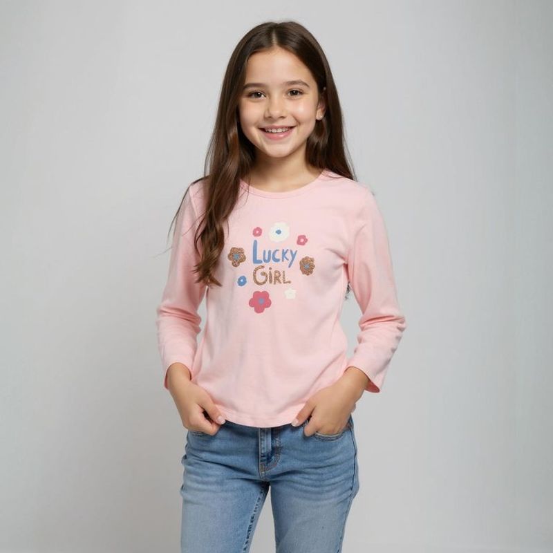 YAMP - Camiseta manga larga Niña con Estampado Algodón Yamp