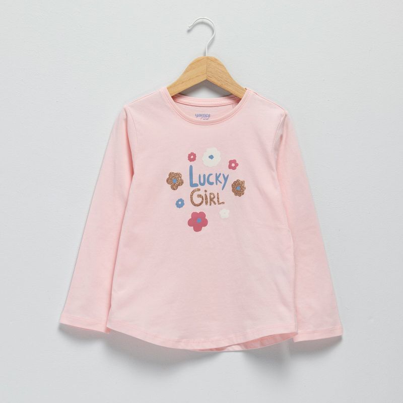 YAMP - Camiseta manga larga Niña con Estampado Algodón Yamp
