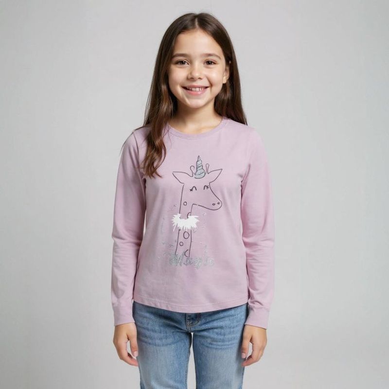 YAMP - Camiseta manga larga Niña con Estampado Algodón Yamp