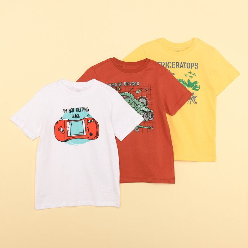 YAMP - Camiseta Niño Pack de 3 unidades con Estampado Manga corta Algodón Yamp