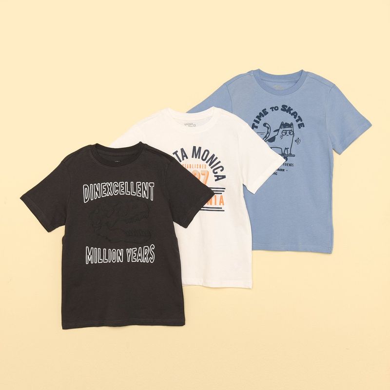 YAMP - Camiseta Niño Pack de 3 unidades con Estampado Manga corta Algodón Yamp