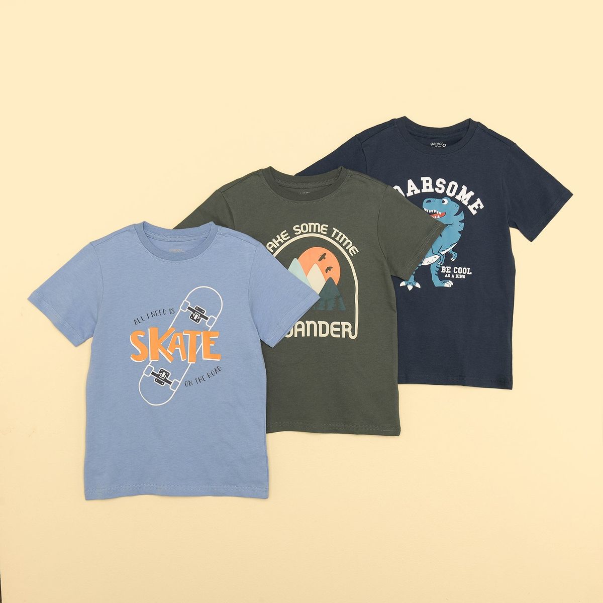 YAMP - Camiseta Niño Pack de 3 unidades con Estampado Manga corta Algodón Yamp