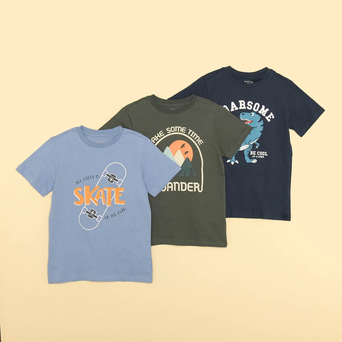 YAMP - Camiseta Niño Pack de 3 unidades con Estampado Manga corta Algodón Yamp