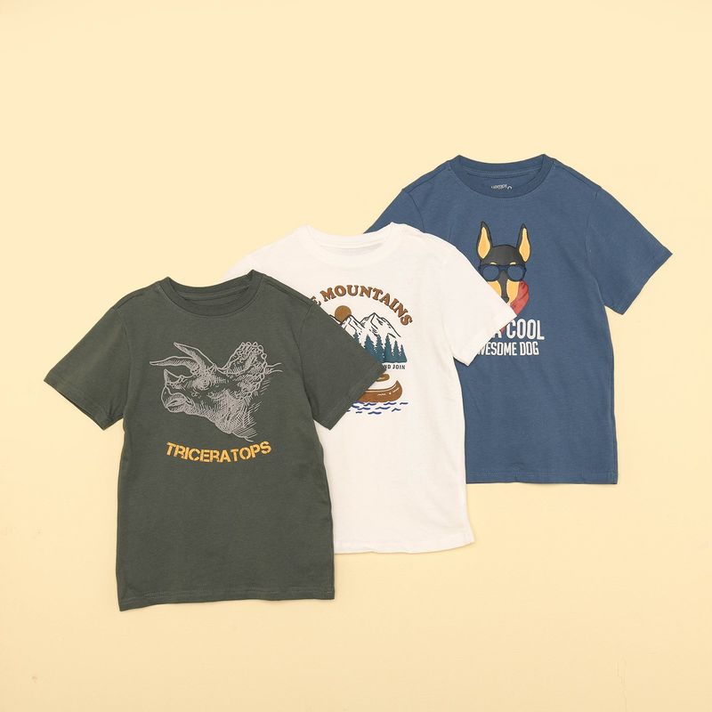 YAMP - Camiseta Niño Pack de 3 unidades con Estampado Manga corta Algodón Yamp