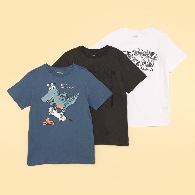 YAMP - Camiseta Niño Pack de 3 unidades con Estampado Manga corta Algodón Yamp