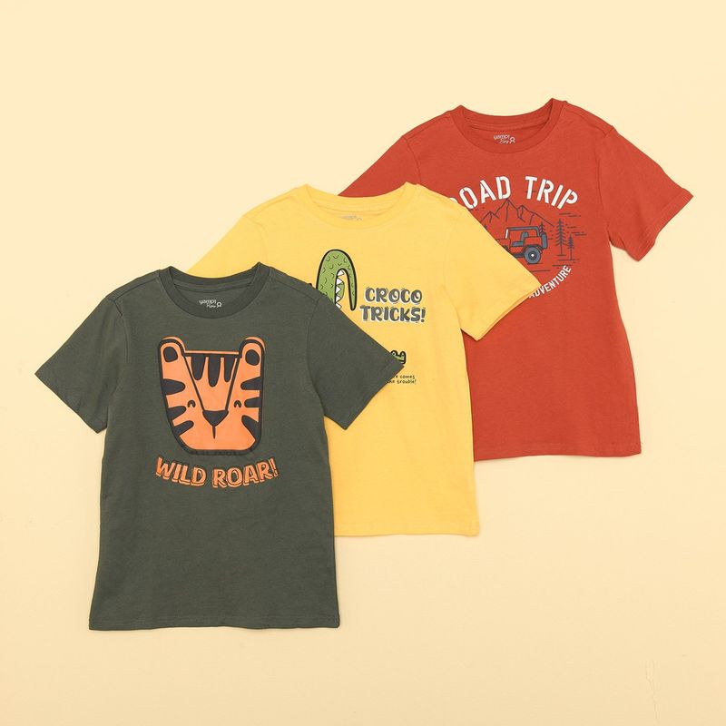 YAMP - Camiseta Niño Pack de 3 unidades con Estampado Manga corta Algodón Yamp