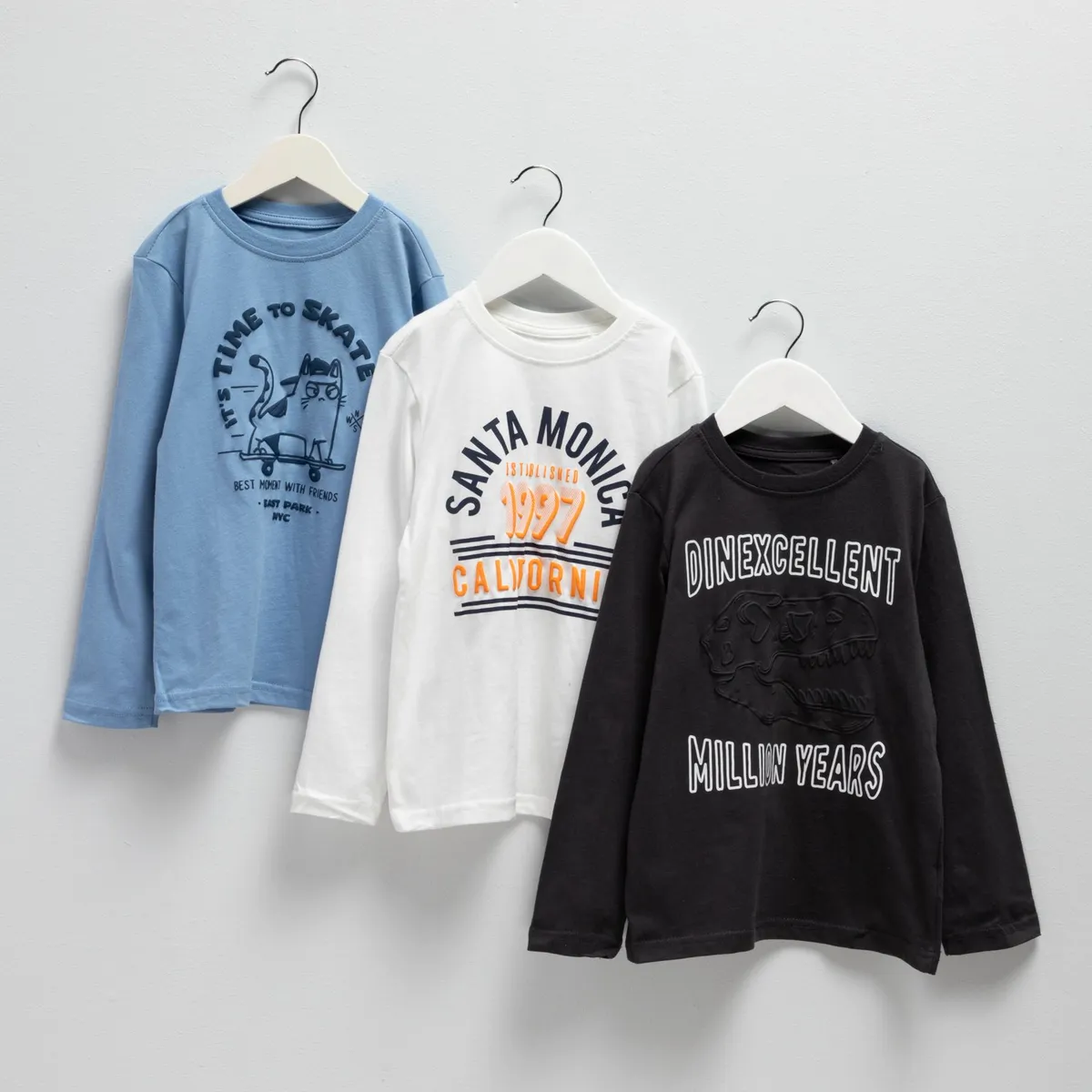 YAMP - Camiseta Niño Pack de 3 unidades con Estampado Manga larga de Algodón Yamp